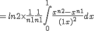=ln2\times  \frac{1}{n+1}+\frac{1}{n+1}\int_{0}^{1}\frac{x^{n+2}-x^{n+1}}{(1+x)^2}dx