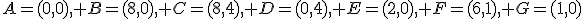 A=(0,0), B=(8,0), C=(8,4), D=(0,4), E=(2,0), F=(6,1), G=(1,0)