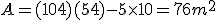 A=(10+4)(5+4)-5\times   10=76m^2