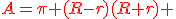 A=\pi (R-r)(R+r){\color{DarkRed} }