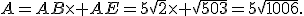 A=AB\times AE=5\sqrt{2}\times \sqrt{503}=5\sqrt{1006}.