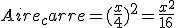 Aire_carre=(\frac{x}{4})^2=\frac{x^2}{16}