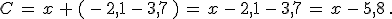 C\,=\,x\,+\,(\,-\,2,1\,-\,3,7\,)\,=\,x\,-\,2,1\,-\,3,7\,=\,x\,-\,5,8\,.