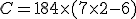 C = 18 + 4 \times   (7 \times   2 - 6)
