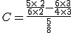 C=\frac{\frac{5\times  \,2}{6\times  2}-\frac{6\times  3}{4\times  3}}{\frac{5}{8}}