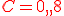 C=0,{\color{DarkRed},}8