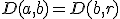 D(a,b)=D(b,r)
