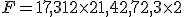 F = 17,3 + 12 \times 2 + 1,4 + 2,7 + 2,3 \times 2