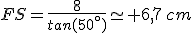 FS=\frac{8}{tan(50^{\circ})}\simeq 6,7\,cm