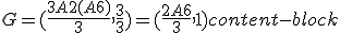 G = (\frac{3A + 2(A+6)}{3}, \frac{3}{3}) = (\frac{2A+6}{3}, 1) content-block