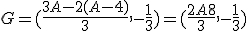 G = (\frac{3A - 2(A-4)}{3}, -\frac{1}{3} ) = (\frac{2A+8}{3}, -\frac{1}{3}) 