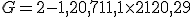 G = 2 - 1,2 + 0,71 + 1,1 \times   2 + 12 + 0,29
