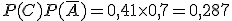 P(C)P(\overline{A}) = 0,41\times   0,7 = 0,287