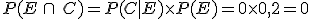 P(E\,\cap\,\,C) = P(C|E) \times   P(E) = 0 \times   0,2 = 0