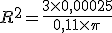 R^2=\frac{3\times   0,00025}{0,11\times   \pi}