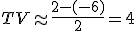 TV \approx \frac{2-(-6)}{2} = 4