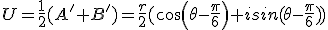 U=\frac{1}{2}(A'+B')=\frac{r}{2}(cos(\theta-\frac{\pi}{6})+isin(\theta-\frac{\pi}{6}))