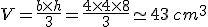 V=\frac{b\times   h}{3}=\frac{4\times   4\times   8}{3}\simeq 43\,cm^3