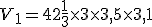 V_1=42+\frac{1}{3}\times  3\times  3,5\times  3,1