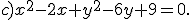 c)x^2-2x+y^2-6y+9=0.