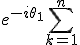 \begin{align*} e^{-i\theta_1}\sum_{k=1}^n z_k &= e^{-i\theta_1}(e^{i\theta_1} + e^{i\theta_2} + \cdots + e^{i\theta_n}) \\ &= 1 + e^{i(\theta_2-\theta_1)} + \cdots + e^{i(\theta_n-\theta_1)} \end{align*}