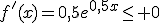 f'(x)=0,5e^{0,5x}\leq 0