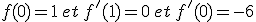 f(0)=1\,et\,f'(1)=0\,et\,f'(0)=-6