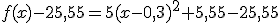 f(x)-25,55=5(x-0,3)^2+5,55-25,55