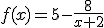 f(x)=5-\frac{8}{x+2}