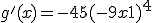 g'(x) = -45(-9x+1)^4
