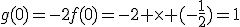 g(0)=-2f(0)=-2 \times (-\frac{1}{2})=1