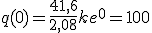 q(0) =\frac{41,6}{2,08} +ke^{0}=100