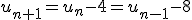 u_{n+1}=u_n-4=u_{n-1}-8