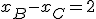 x_B-x_C=2