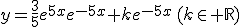 y=\frac{3}{5}e^{5x}e^{-5x}+ke^{-5x}\,(k\in \mathbb{R})