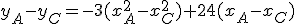 y_A-y_C=-3(x_A^2-x_C^2)+24(x_A-x_C)