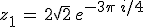 z_1\,=\,2\sqrt{2}\,e^{-3\pi\,i/4}