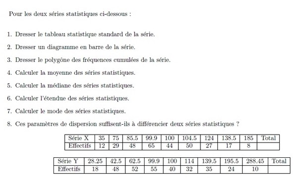 Statistiques : exercices de maths corrigés en 1ère S