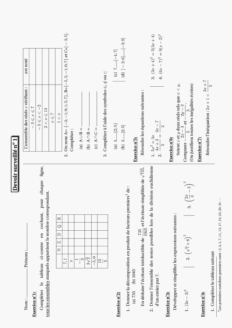 Contr les De Maths 2de Et Devoirs Surveill s Corrig s En Seconde 