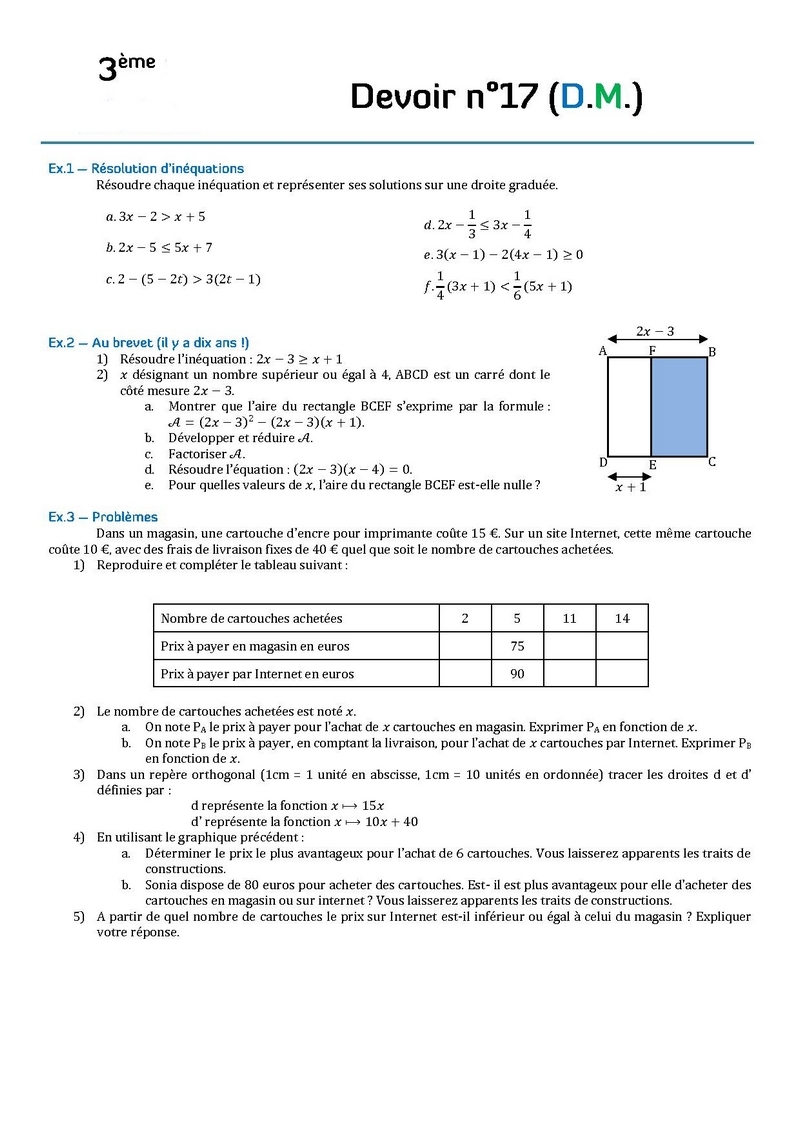Controle Fractions 3eme