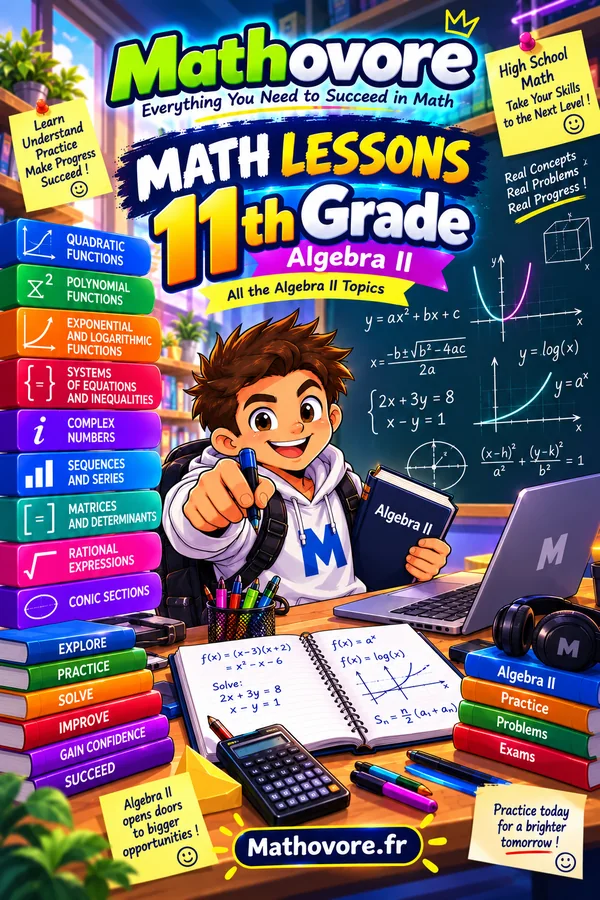 Cover of the Mathovore book “Algebra 2 Math Lessons”, printable PDF