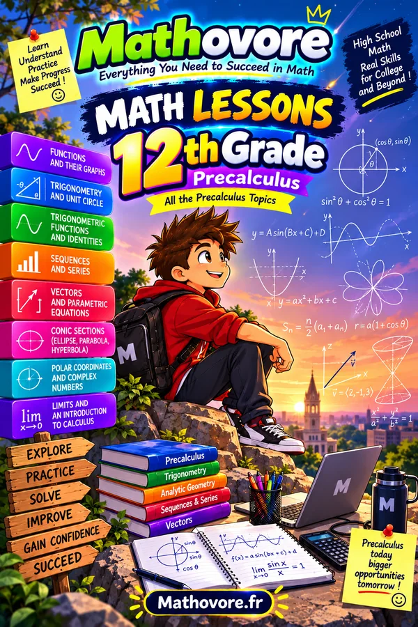 Cover of the Mathovore book “Precalculus Math Lessons”, printable PDF