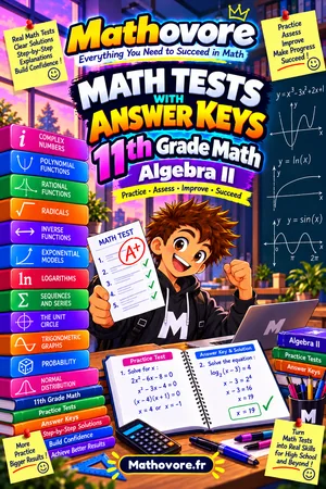 Algebra 2 Math Tests with Answer Keys – Mathovore PDF book cover