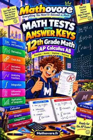 AP Calculus AB Math Tests with Answer Keys – Mathovore PDF book cover