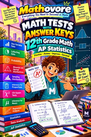 AP Statistics Math Tests with Answer Keys – Mathovore PDF book cover