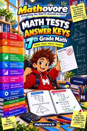 Grade 7 Math Tests with Answer Keys – Mathovore PDF book cover