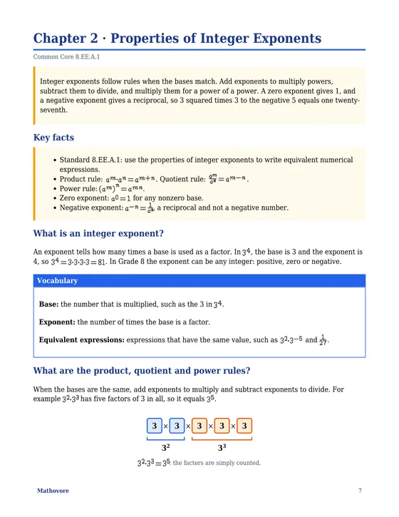 Page 7 of the Mathovore book “Grade 8 Math Lessons”