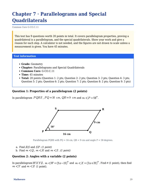Page 29 of the Mathovore book “Geometry Math Tests with Answer Keys”