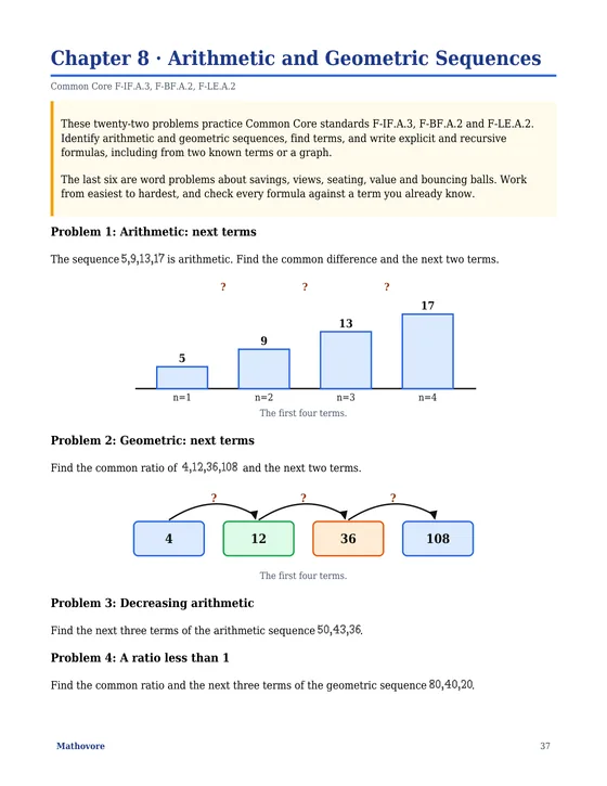 Page 37 of the Mathovore book “Algebra 1 Math Worksheets with Answer Keys”