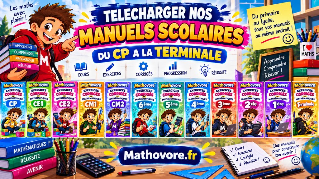 Télécharger les manuels scolaires de maths Mathovore en PDF, du CP à la Terminale